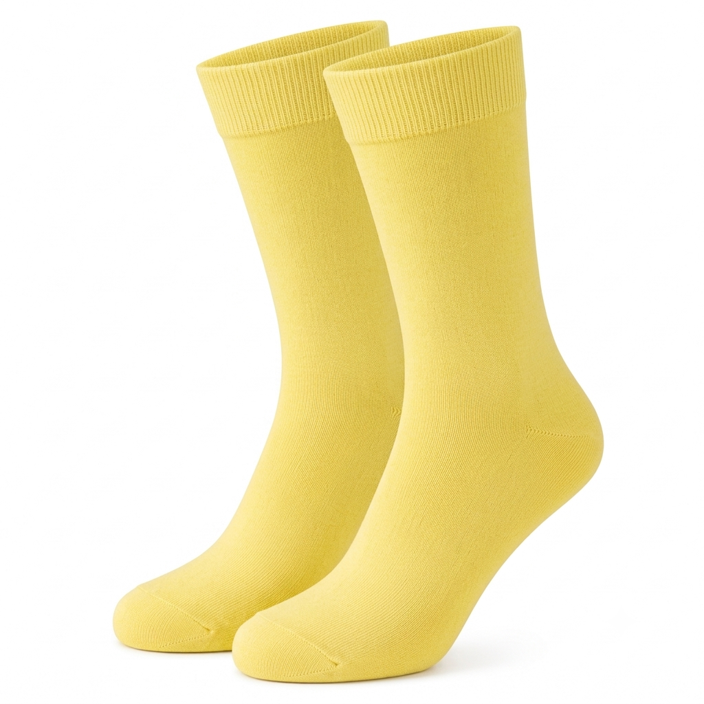 Stretch Fit Calf Length Yellow Socks
