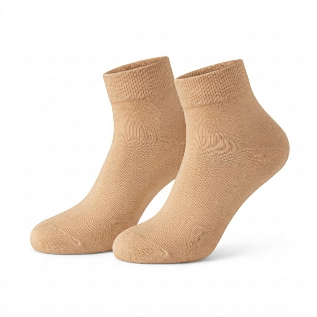 Stretch Fit Ankle Length Plain Light Brown Socks