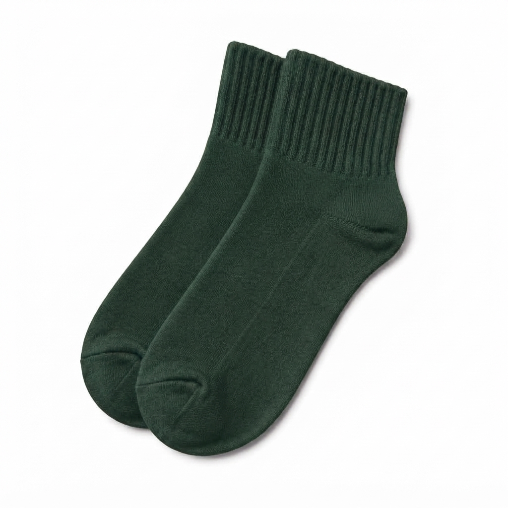 Terry Cotton Ankle Length Dark Green Socks