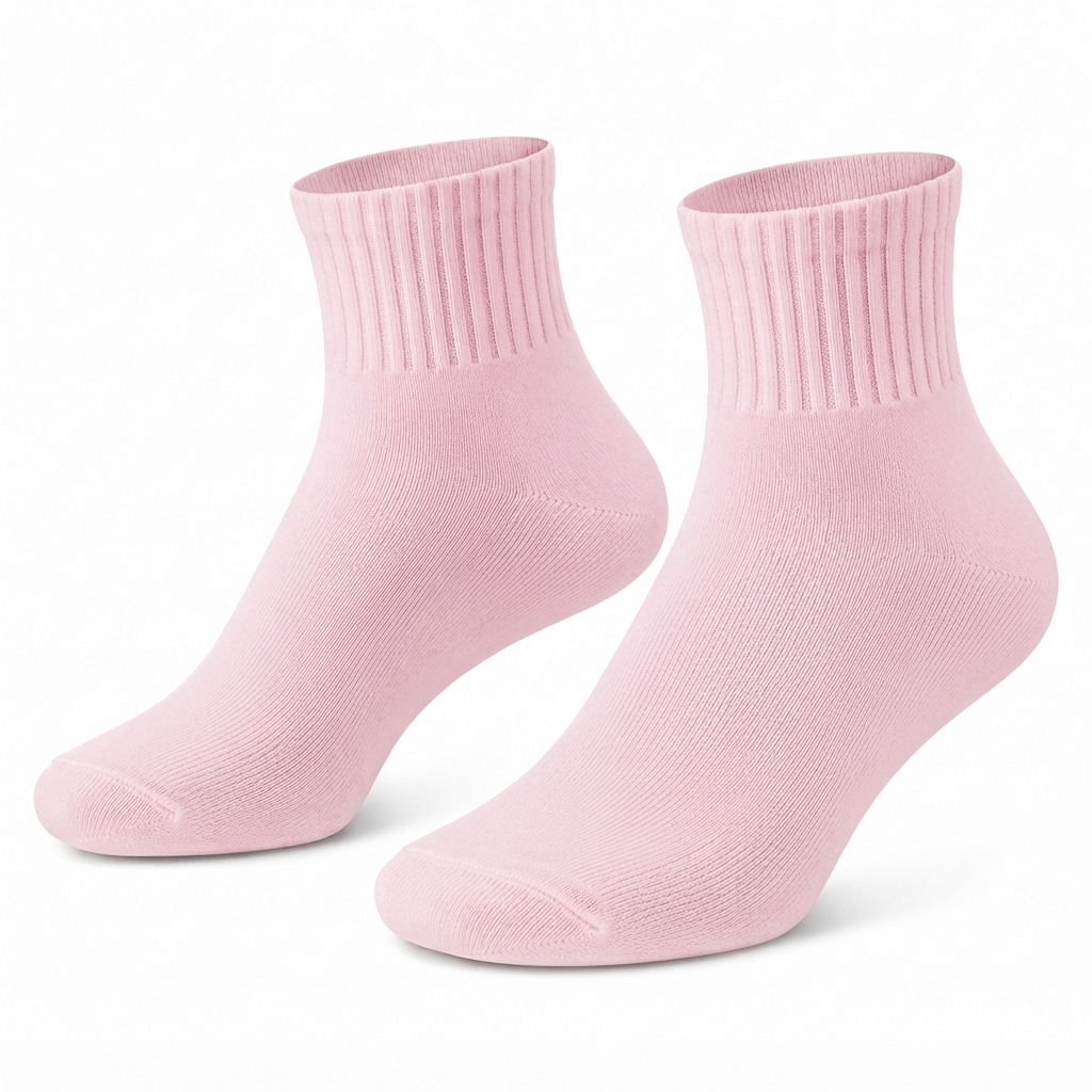 Terry Cotton Ankle Length Pink Socks