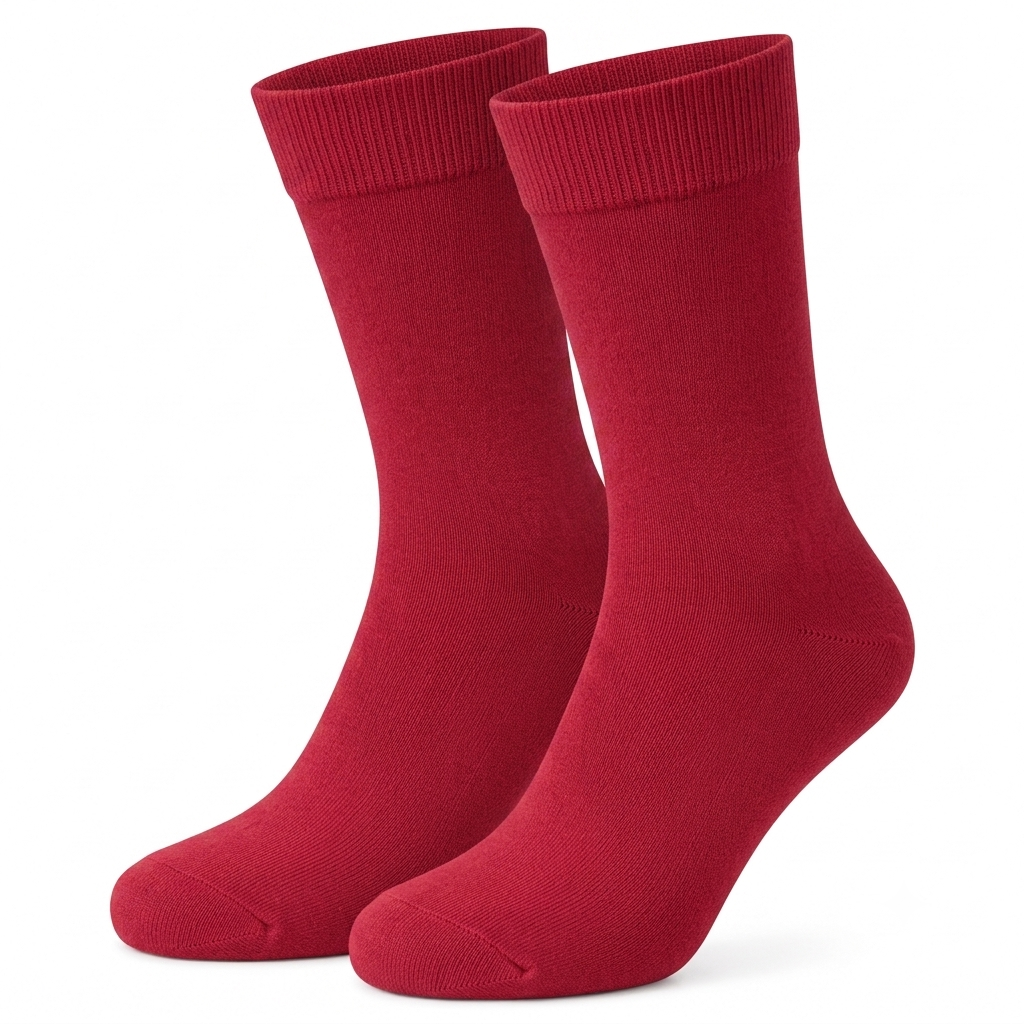 Stretch Fit Calf Length Red Socks