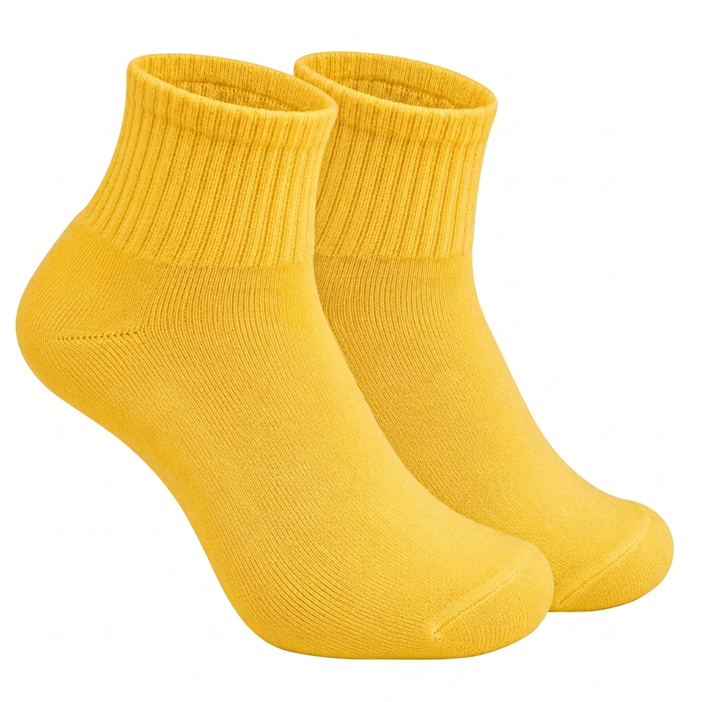 Yellow Ankle Length Pure Cotton Socks 4 Pairs