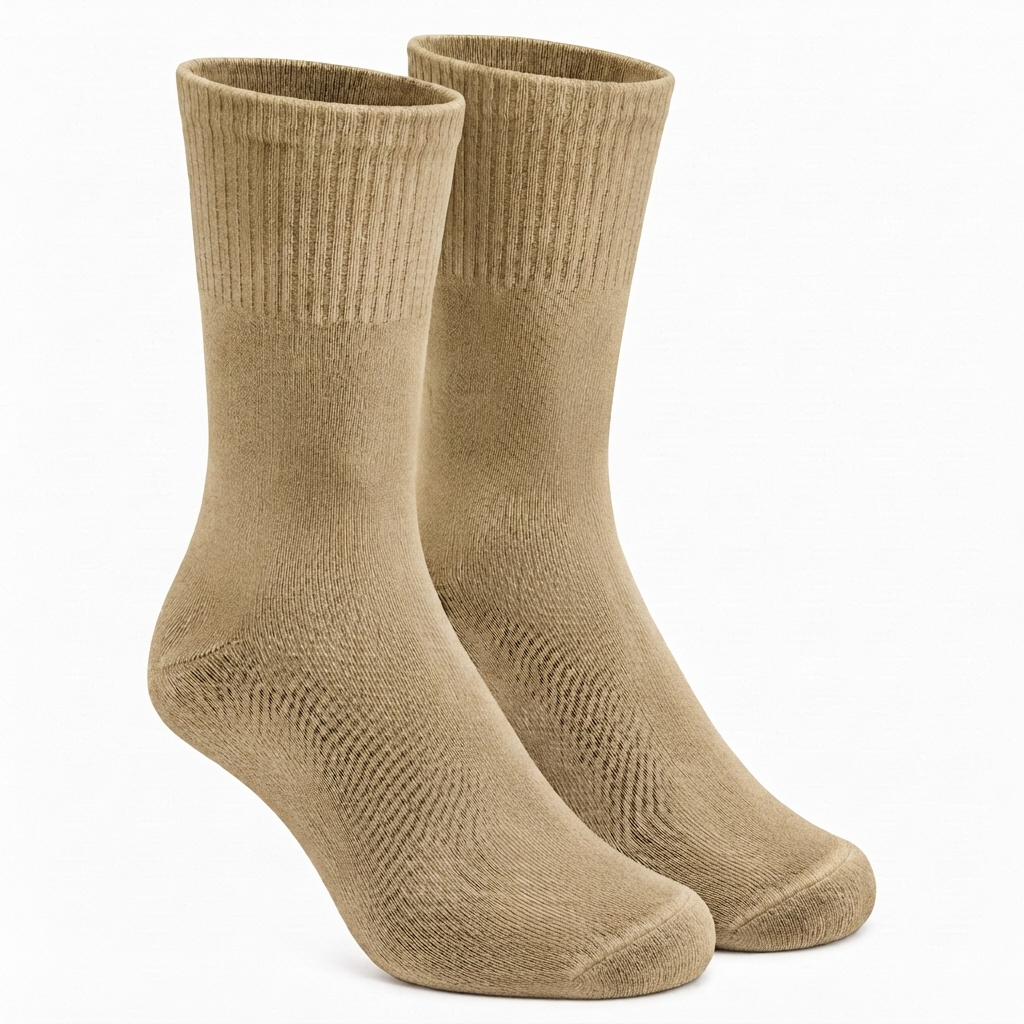 Khakhi Calf Cotton Socks Non Terry 4 Pairs