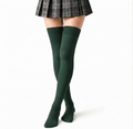 Women's Thigh High Dark Green Terry Cotton Stockings