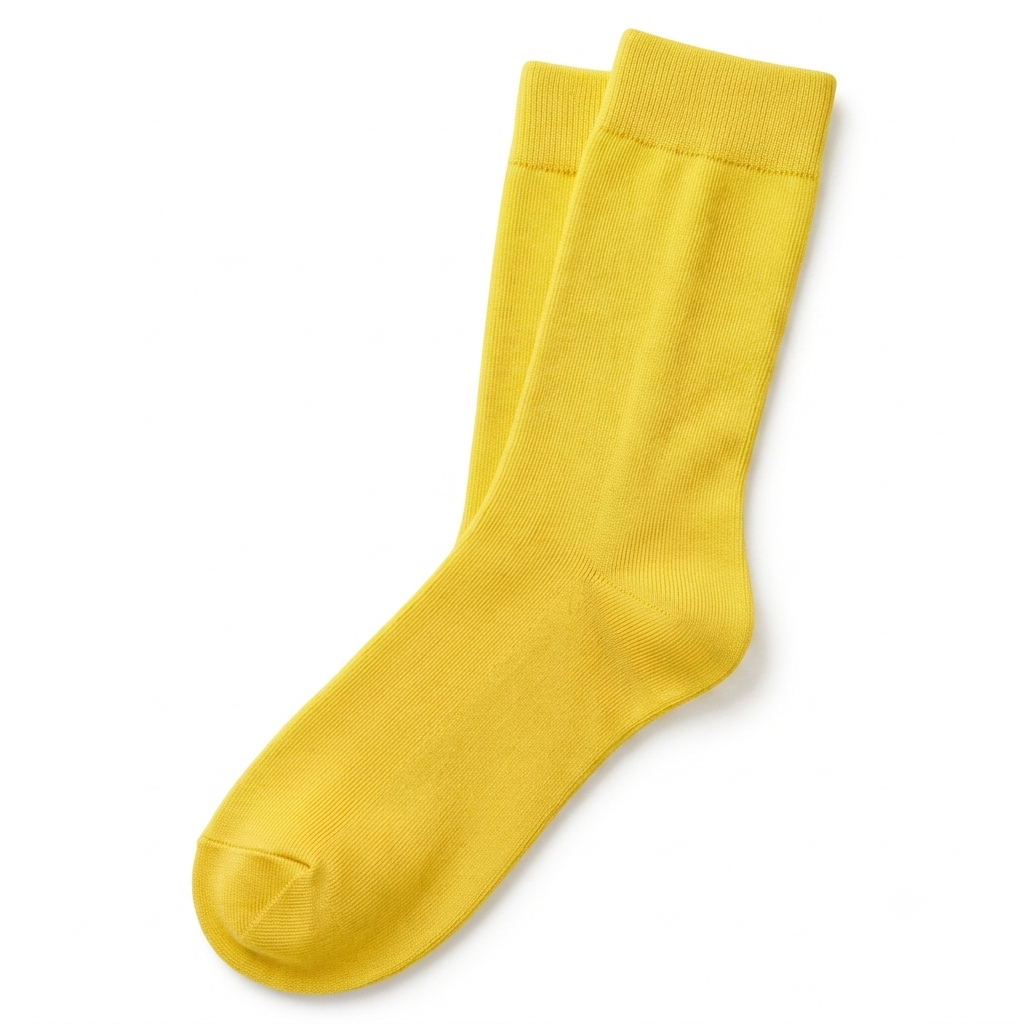 Stretch Fit Calf Length Yellow Socks