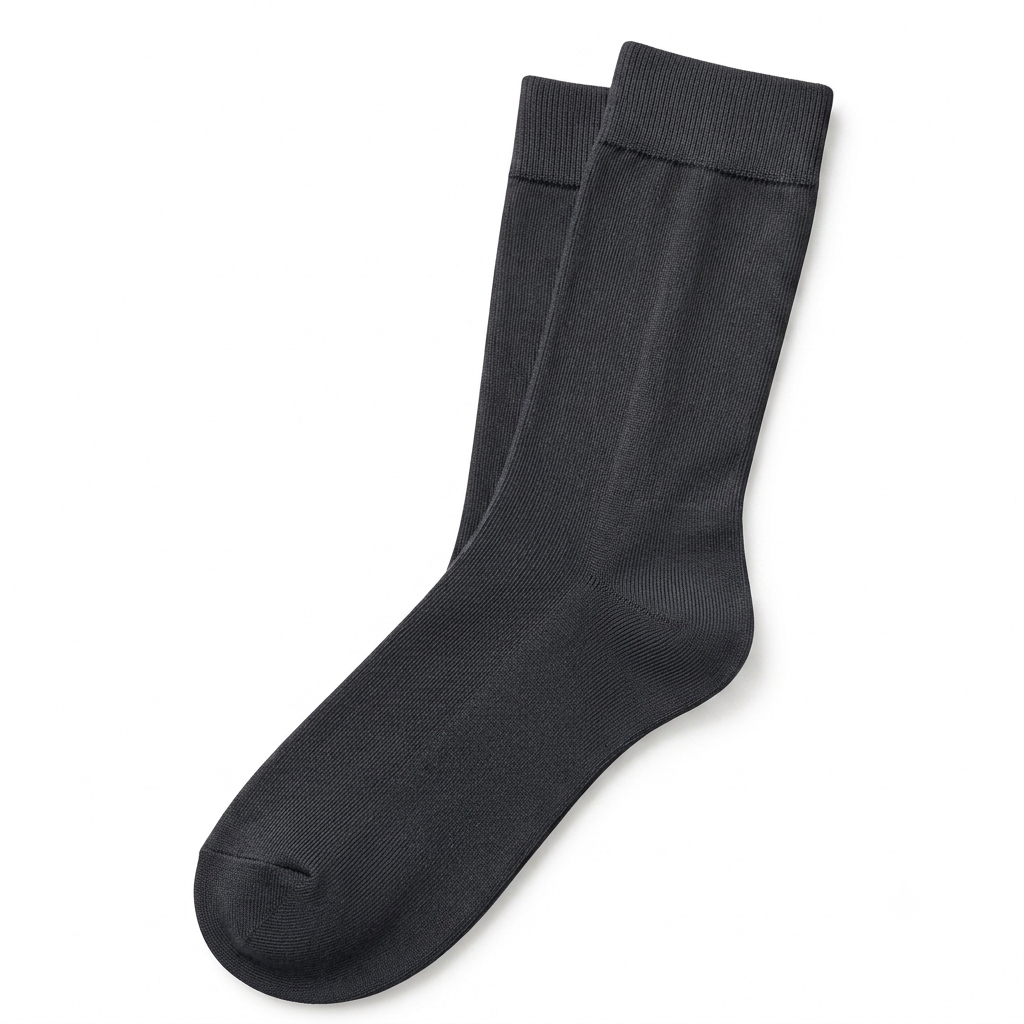 Stretch Fit Calf Length Light Black Socks