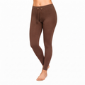 Brown Ankle Cotton Leggings With Drawstring