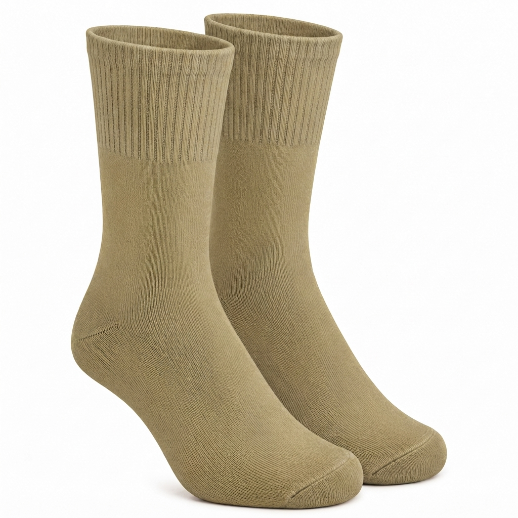 Plush Terry Cotton Khakhi Calf Socks 2 Pairs