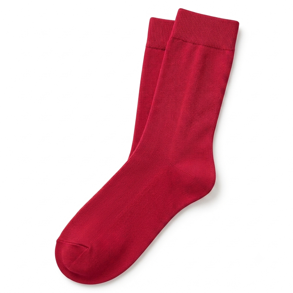 Stretch Fit Calf Length Red Socks