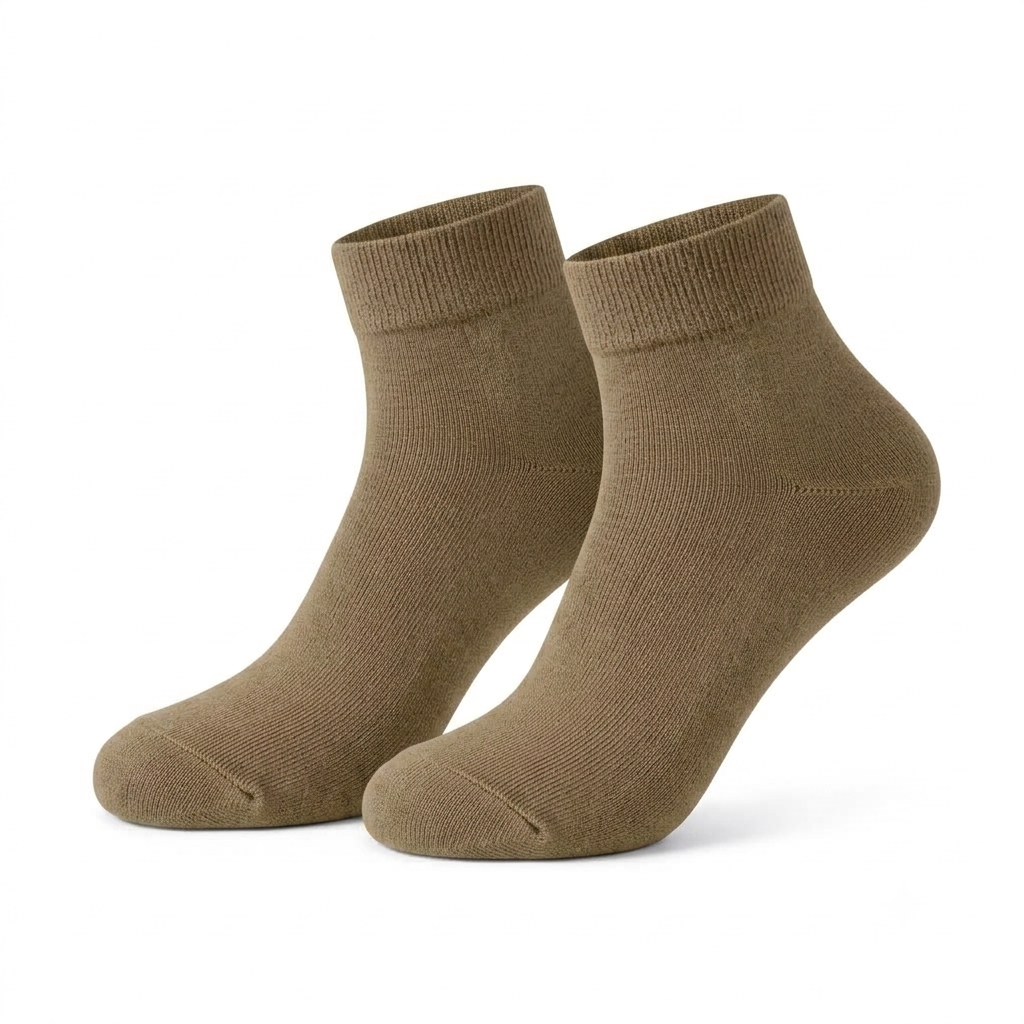 Stretch Fit Ankle Length Plain Khakhi Socks