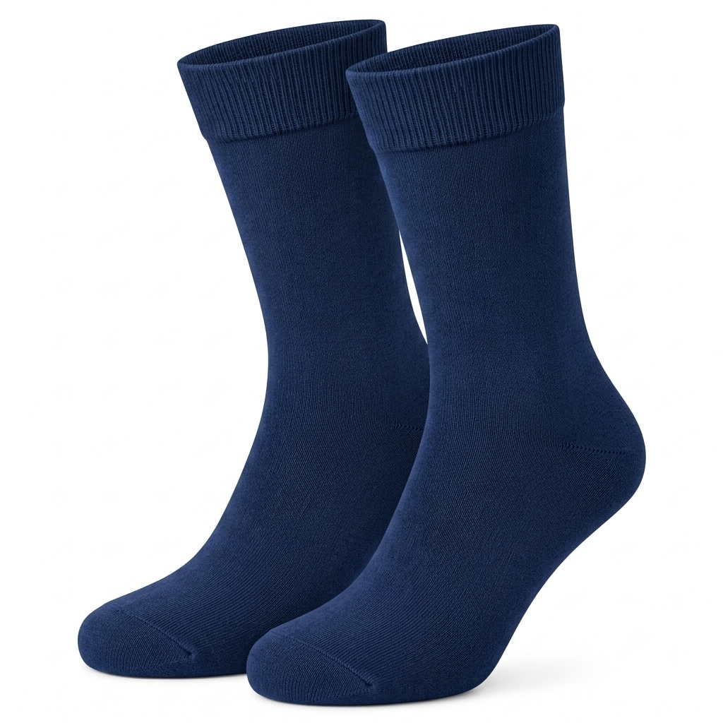 Stretch Fit Calf Length Navy Blue Socks