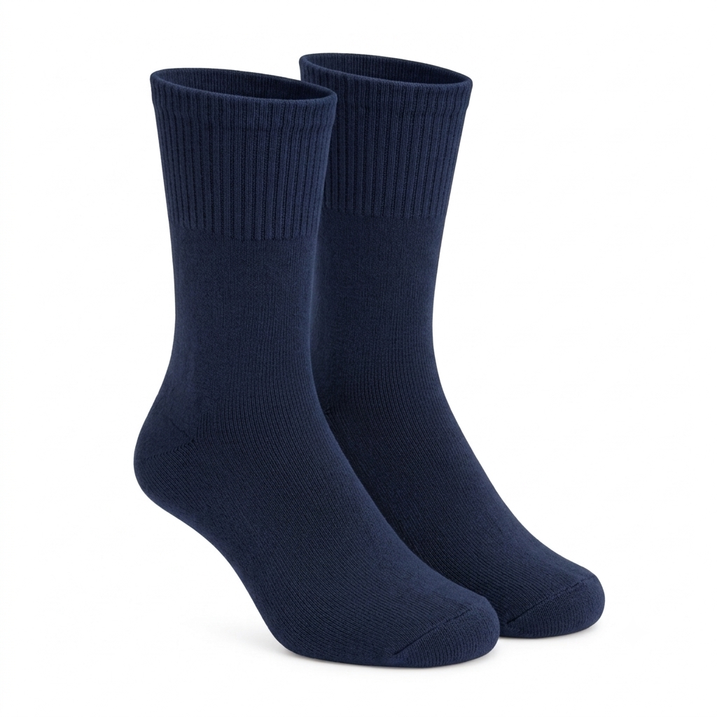 Terry Cotton Calf Length Navy Blue Socks