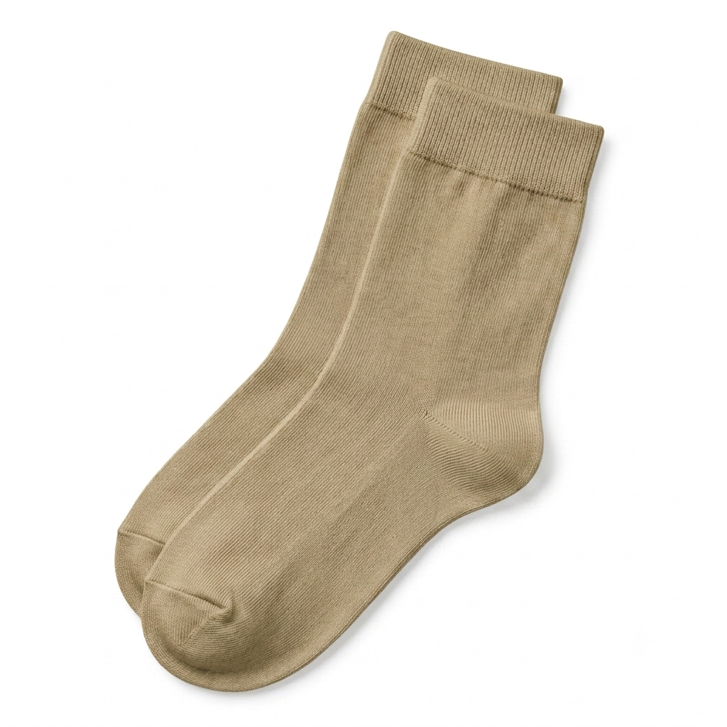 Stretch Fit Ankle Length Plain Khakhi Socks