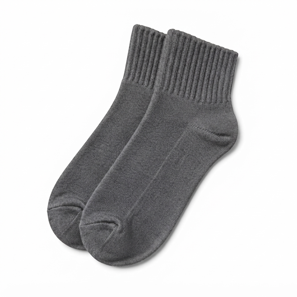 Terry Cotton Ankle Length Light Black Socks