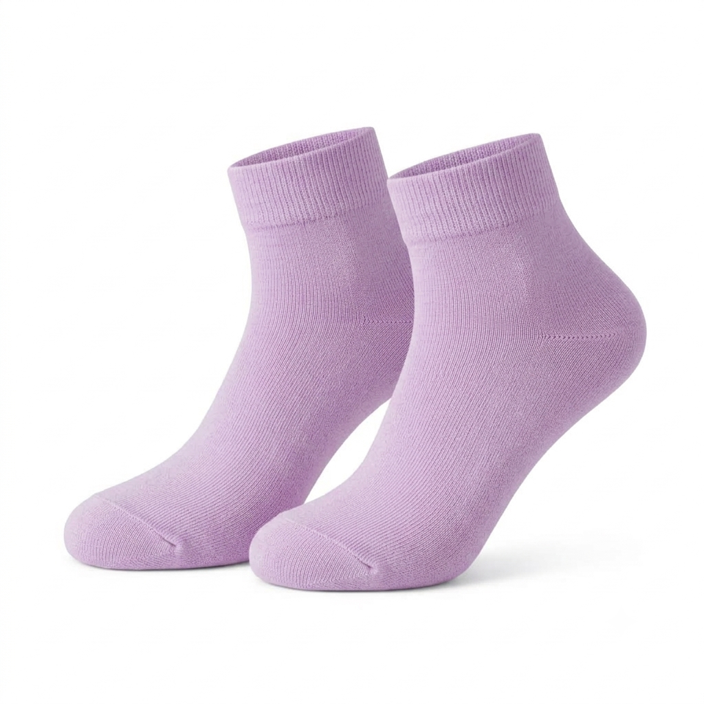 Stretch Fit Ankle Length Plain Lavender Socks