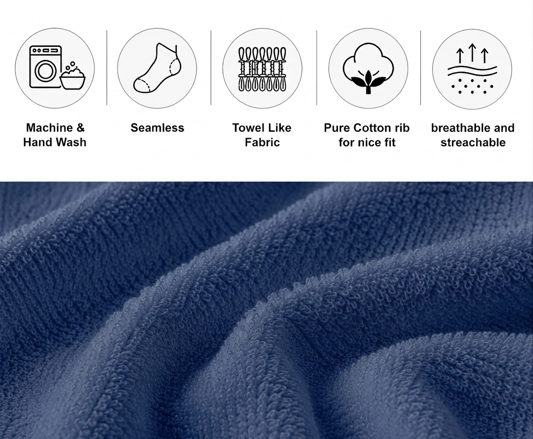 Navy Blue Calf Length Pure Cotton Socks 4 Pairs