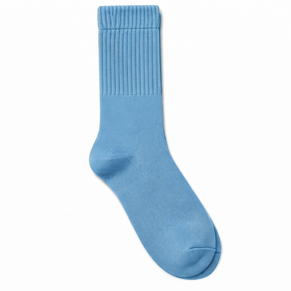Terry Cotton Calf Length Sky Blue Socks