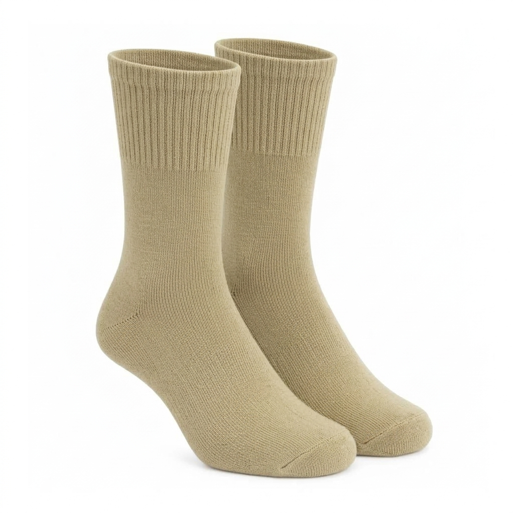 Terry Cotton Calf Length Khakhi Socks