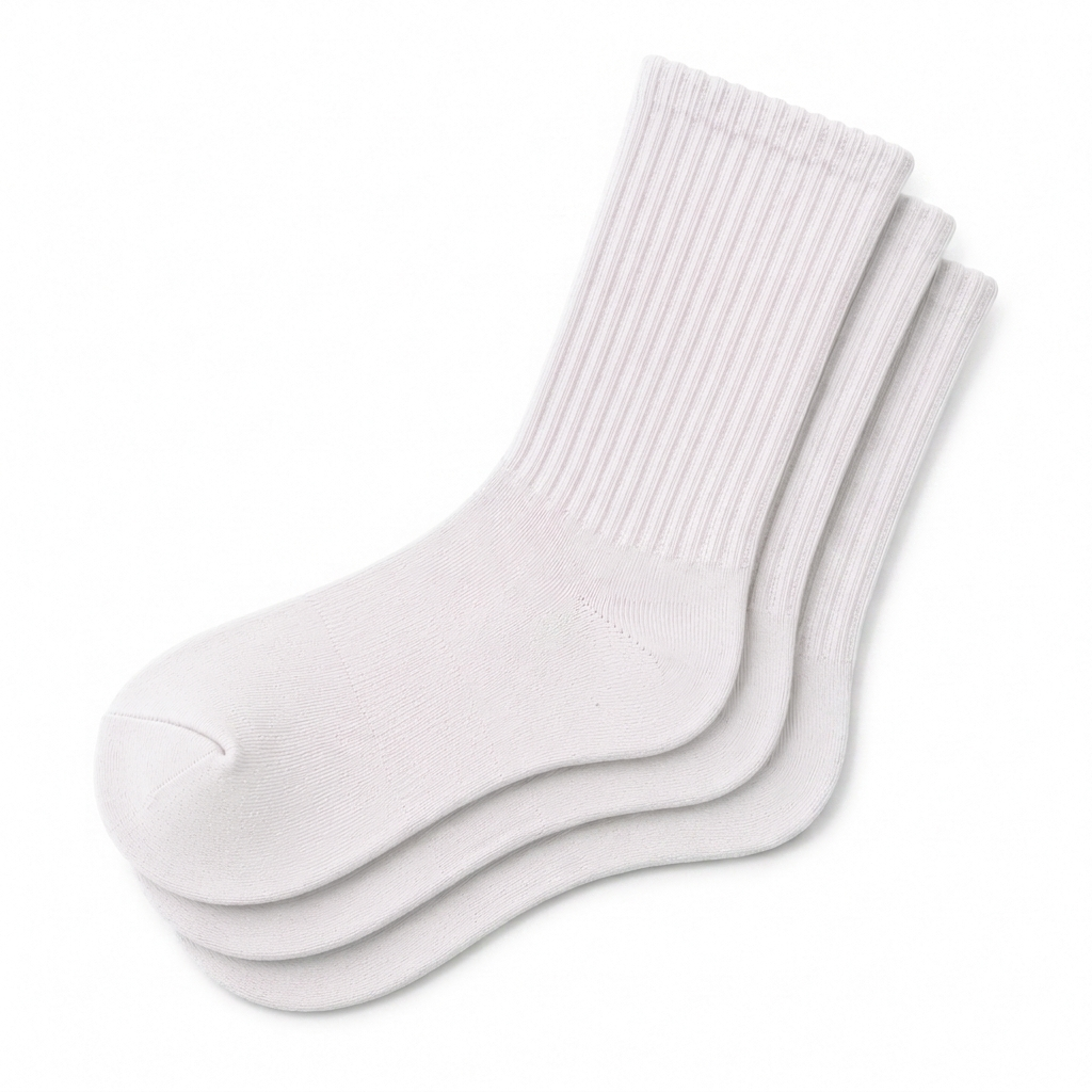 White Calf Length Pure Cotton Socks 4 Pairs