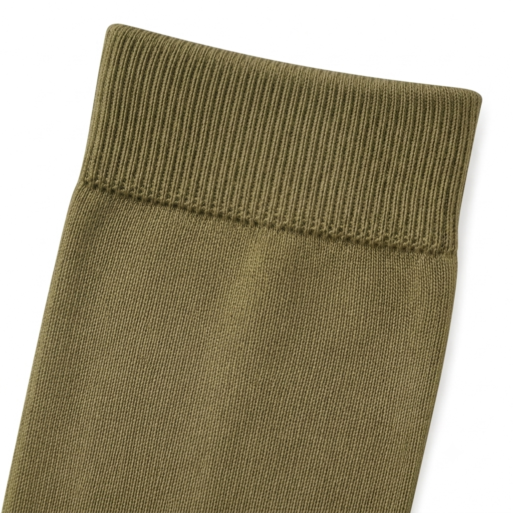 Stretch Fit Ankle Length Plain Olive Green Socks