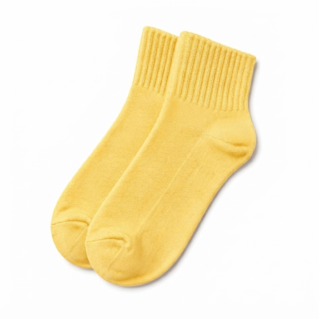 Terry Cotton Ankle Length Yellow Socks