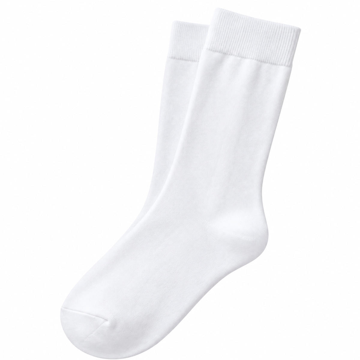 Pure Cotton Seamless Calf Length White Socks