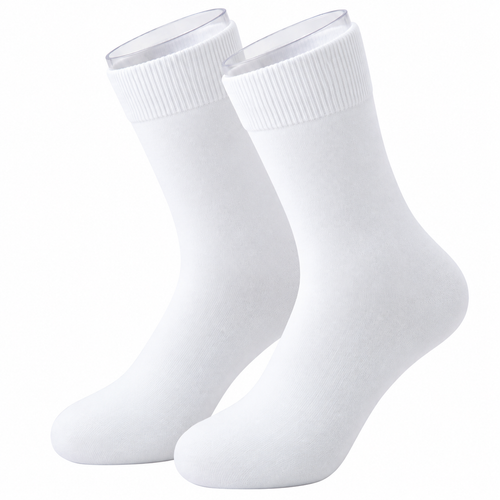 Pure Cotton Seamless Calf Length White Socks
