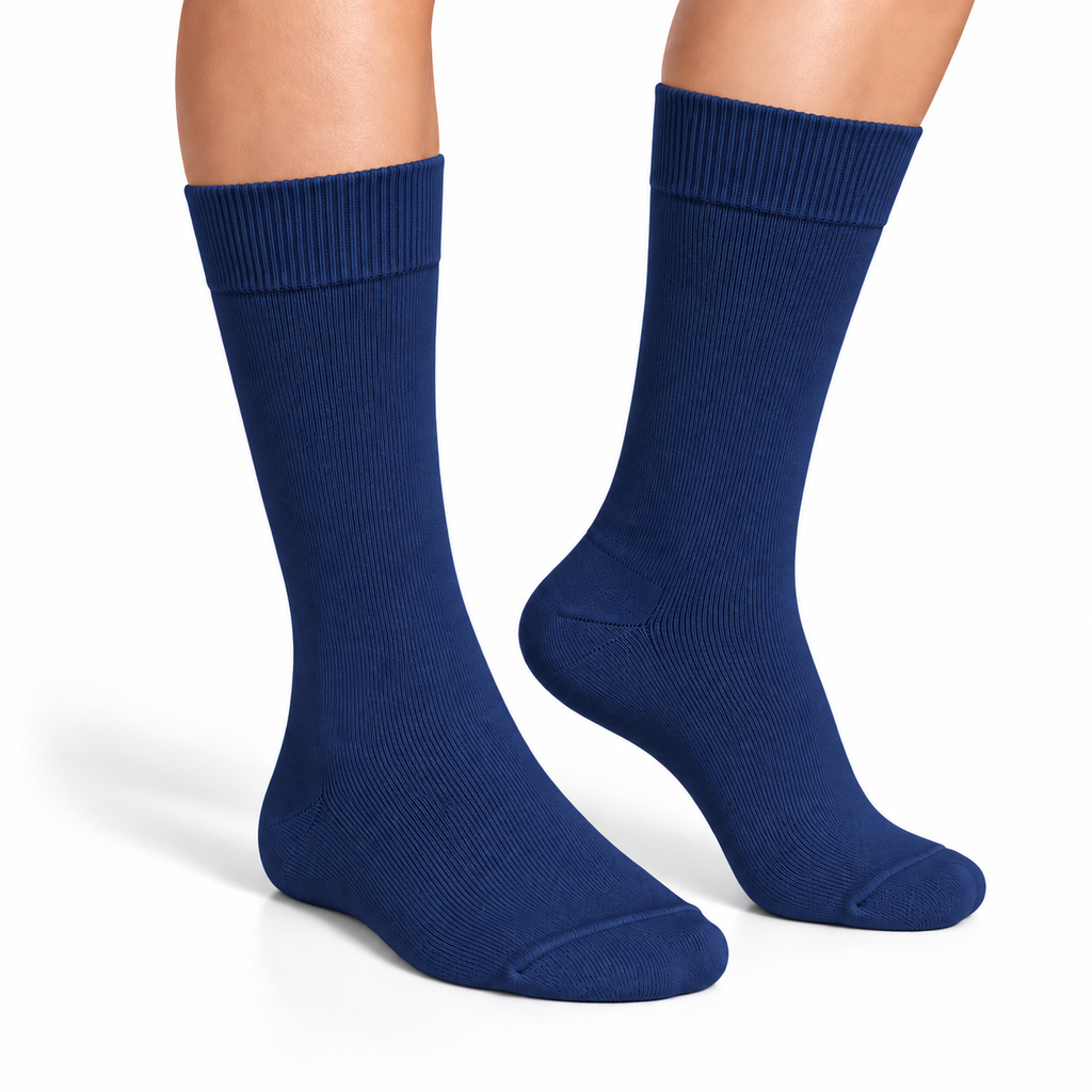 Stretch Fit Calf Length Navy Blue Socks