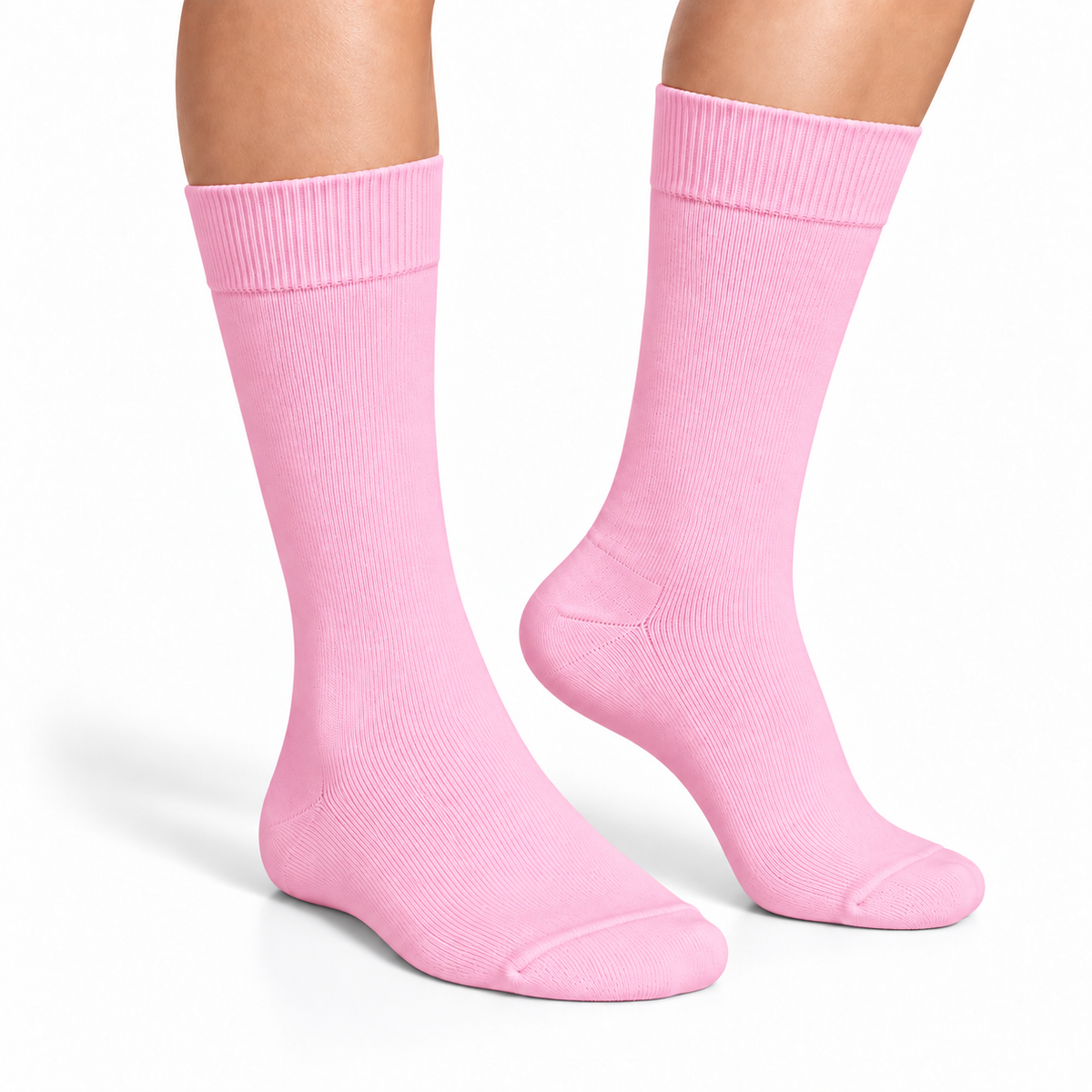 Stretch Fit Calf Length Pink Socks