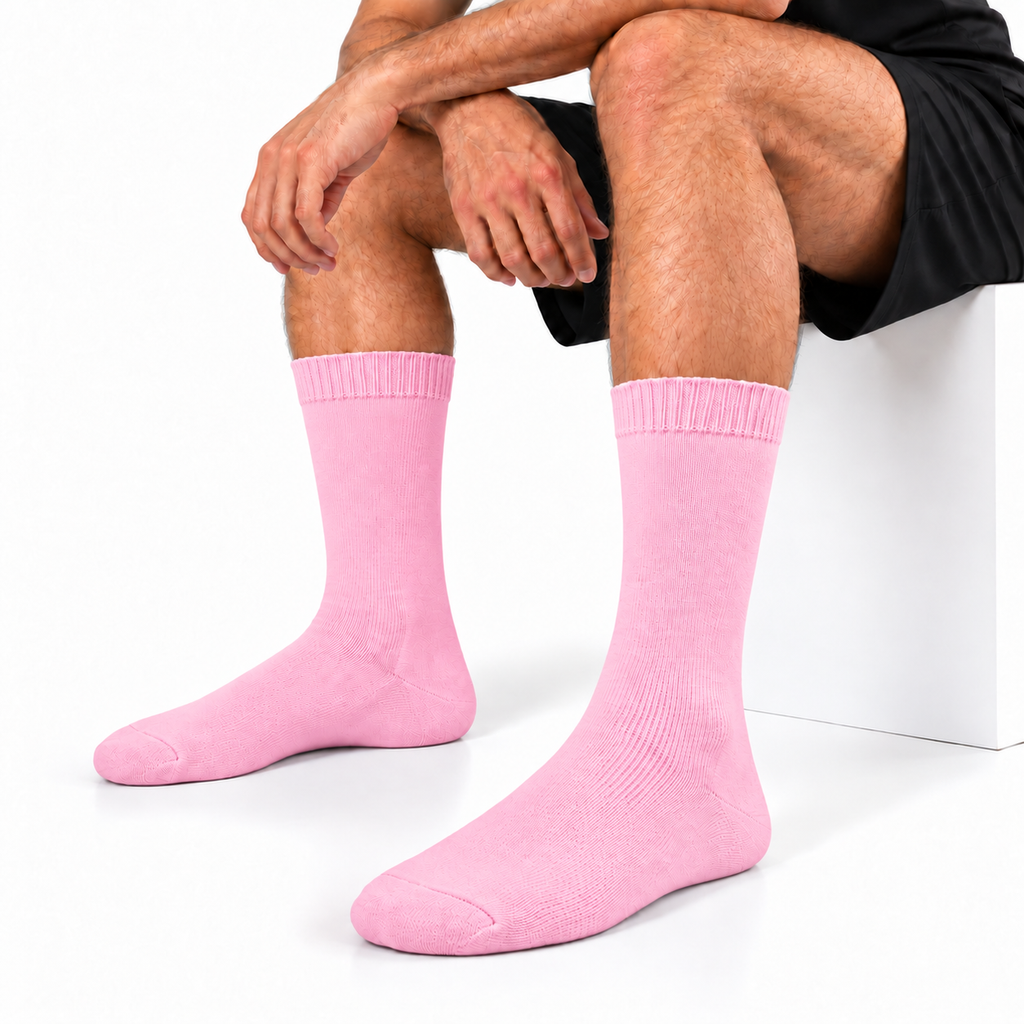 Stretch Fit Calf Length Pink Socks