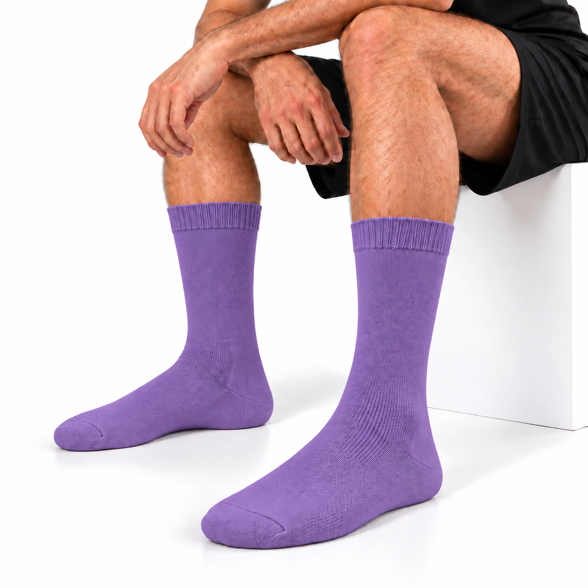 Stretch Fit Calf Length Purple Socks