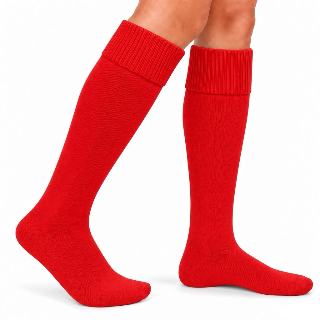 Terry Cotton Knee Length Red Long Socks