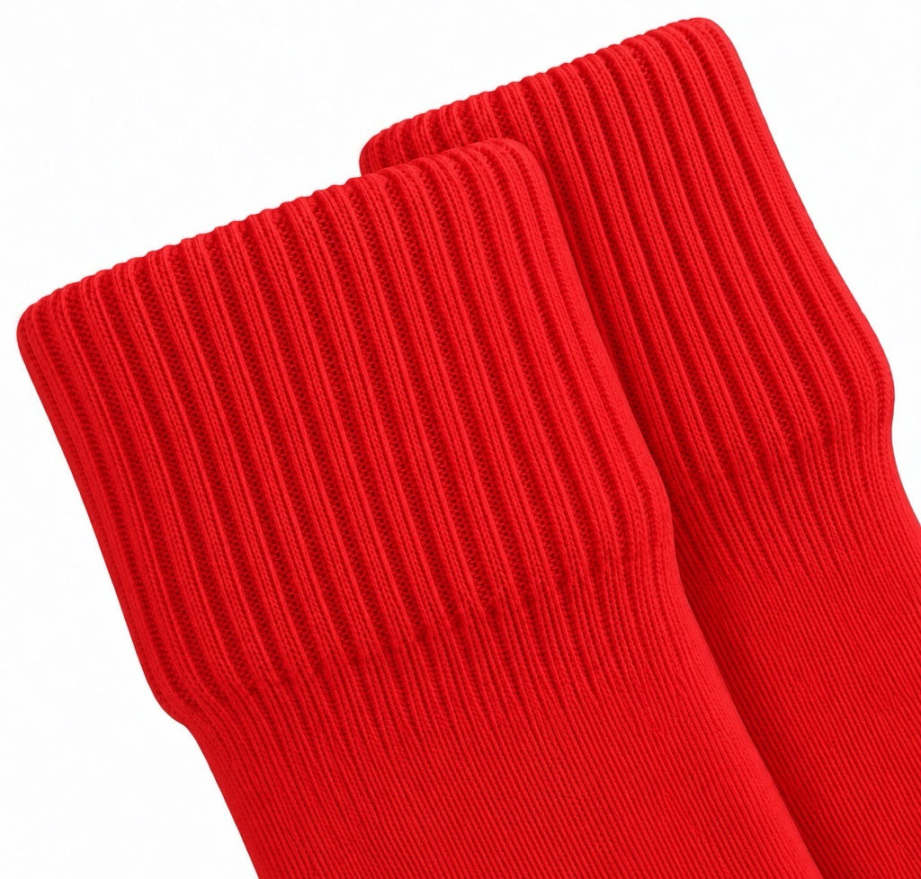 Terry Cotton Knee Length Red Long Socks