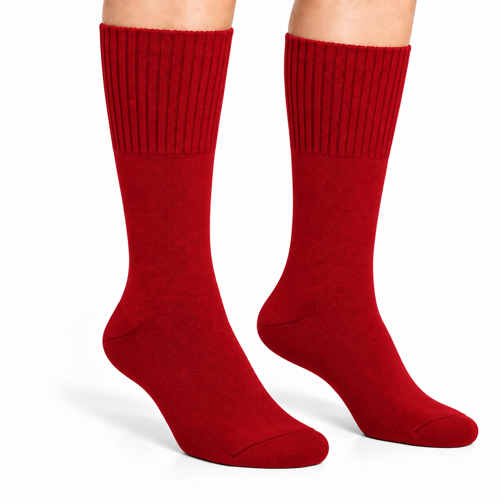 Terry Cotton Calf Length Red Socks