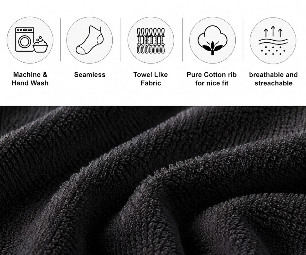 Black Calf Length Pure Cotton Socks 4 Pairs
