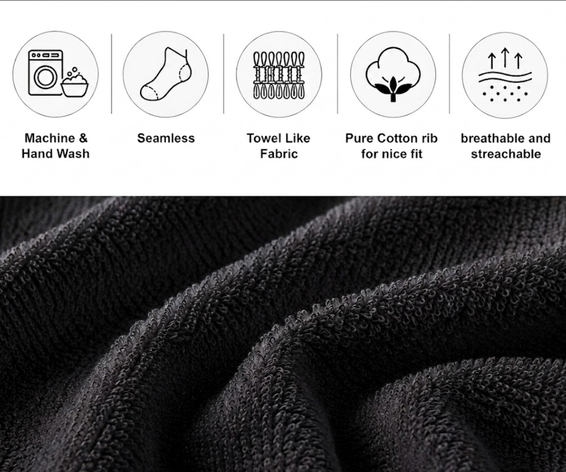 Black Calf Length Pure Cotton Socks 4 Pairs