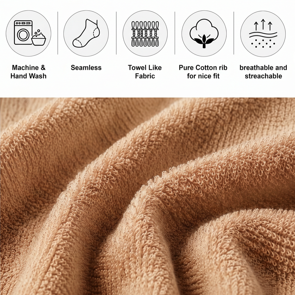 Cream Calf Length Pure Cotton Socks 4 Pairs