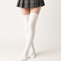 Women's Thigh High White Cotton Stockings