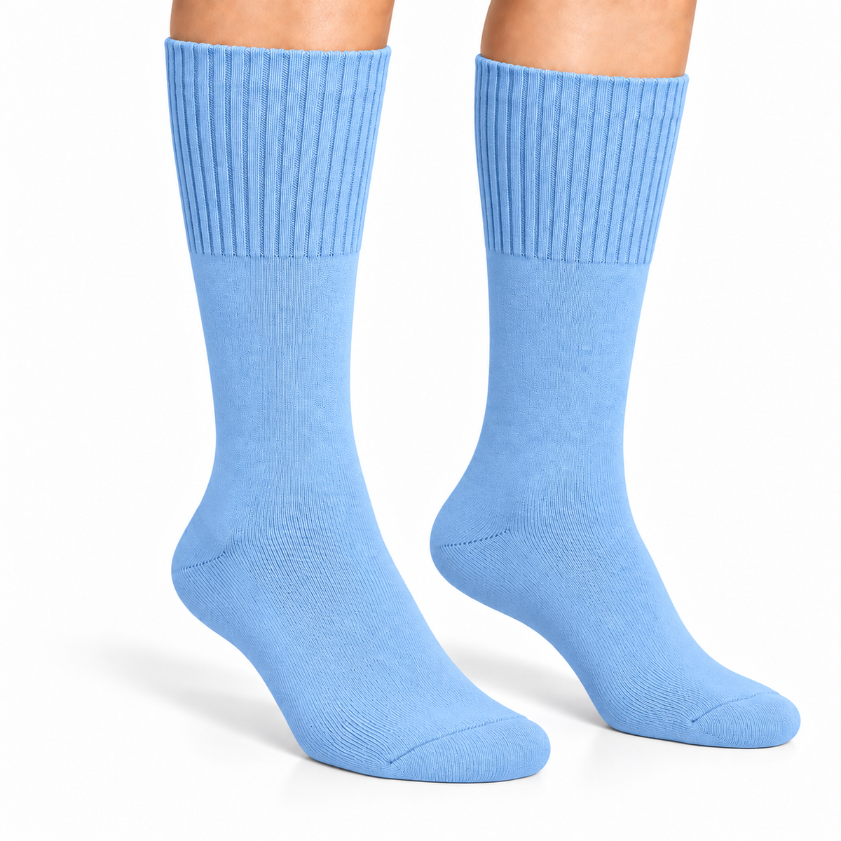 Terry Cotton Calf Length Sky Blue Socks