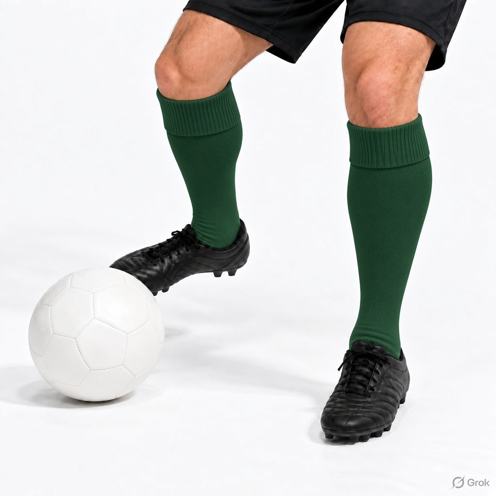 Terry Cotton Knee Length Dark Green Long Socks