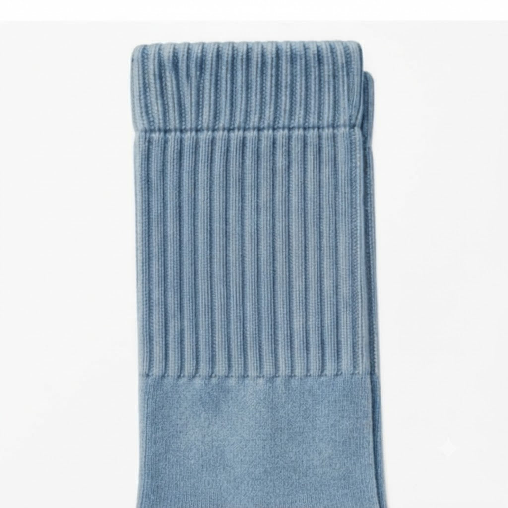Terry Cotton Calf Length Faded Blue Socks