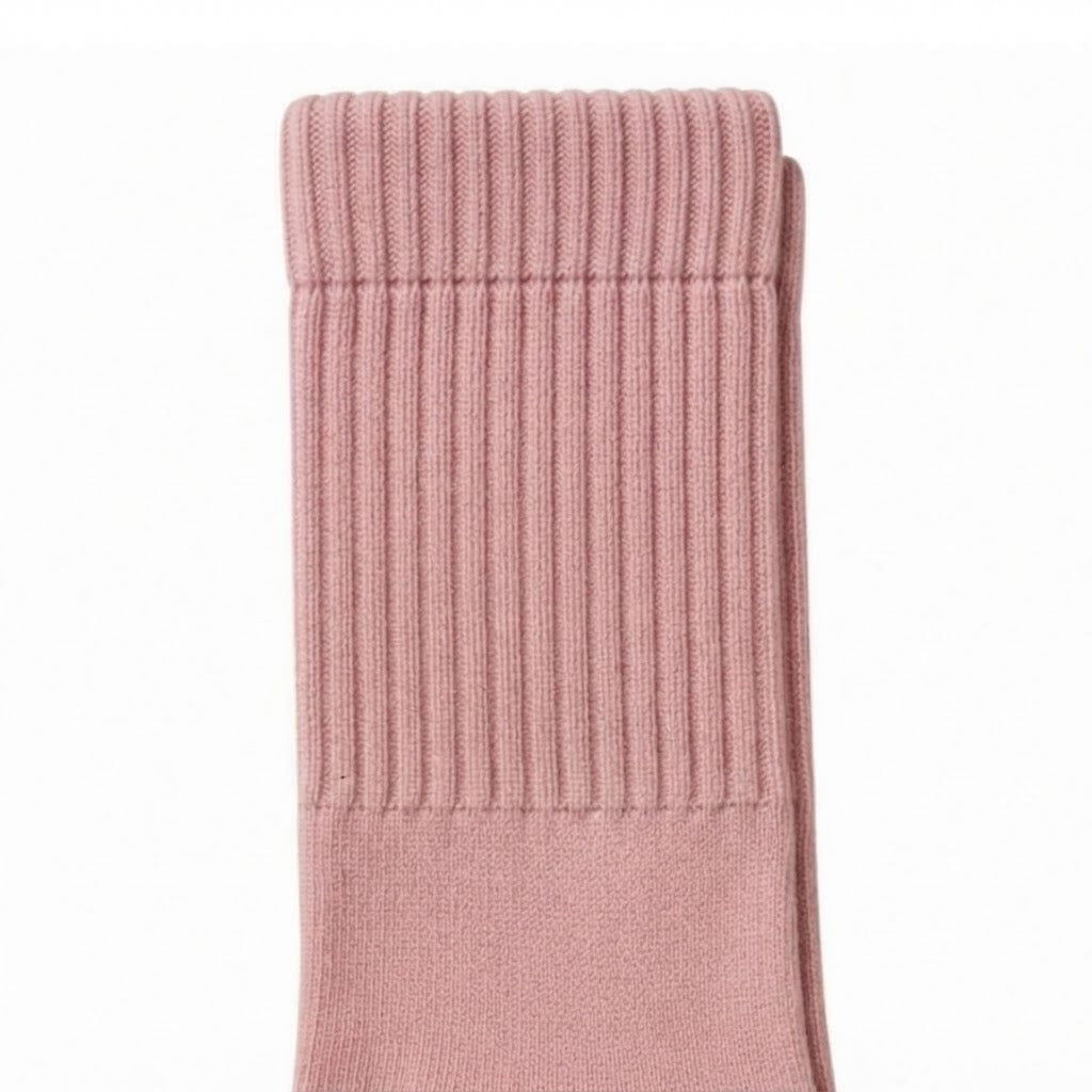 Terry Cotton Calf Length Pink Socks