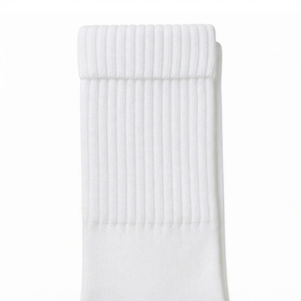 Terry Cotton Calf Length White Socks