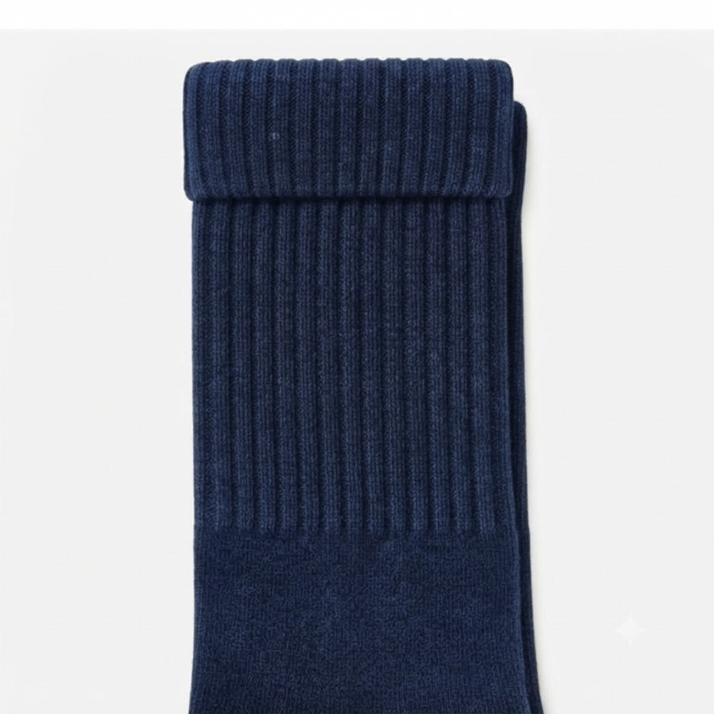 Terry Cotton Calf Length Navy Blue Socks