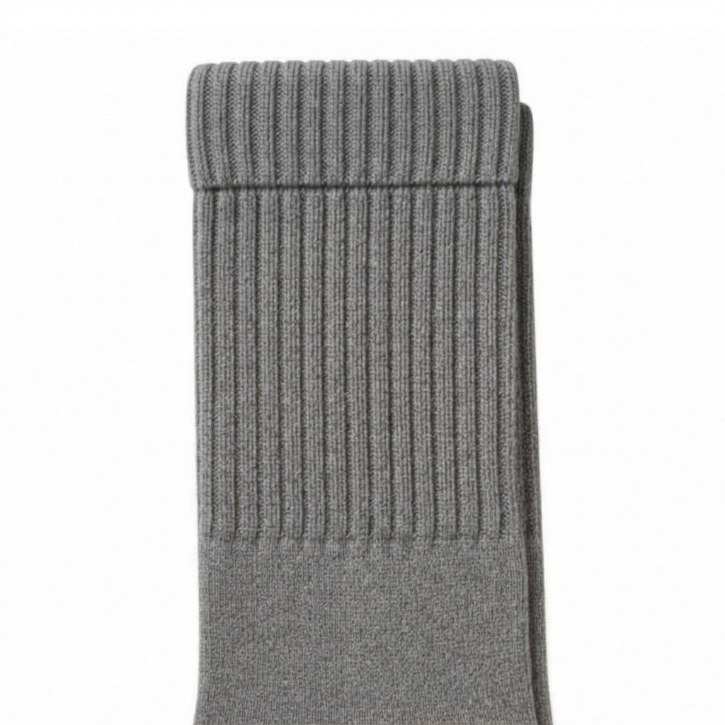 Terry Cotton Calf Length Grey Socks