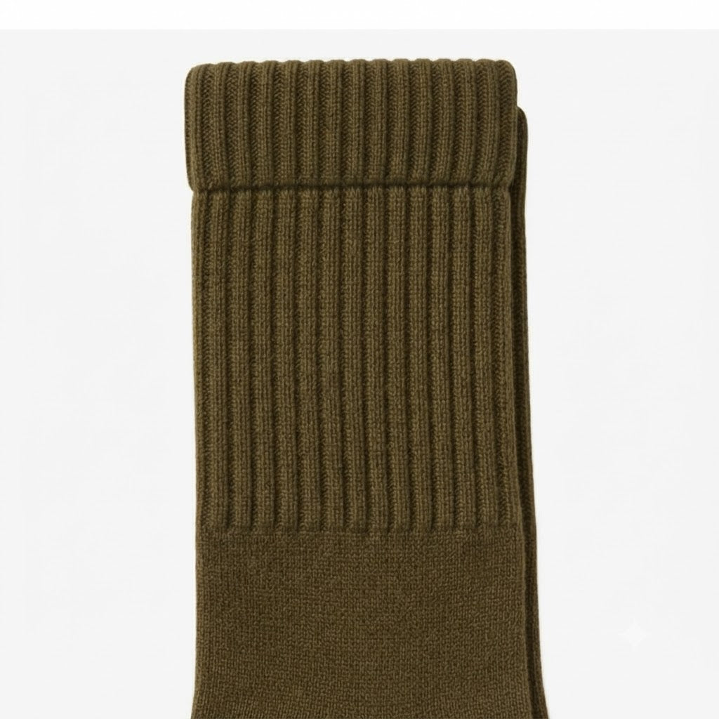Terry Cotton Calf Length Olive Green Socks