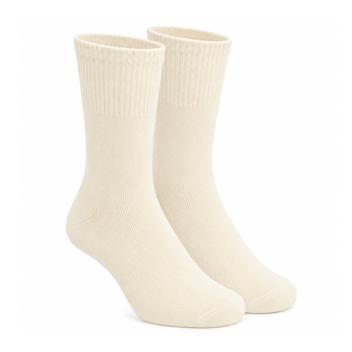 Terry Cotton Calf Length Cream Socks