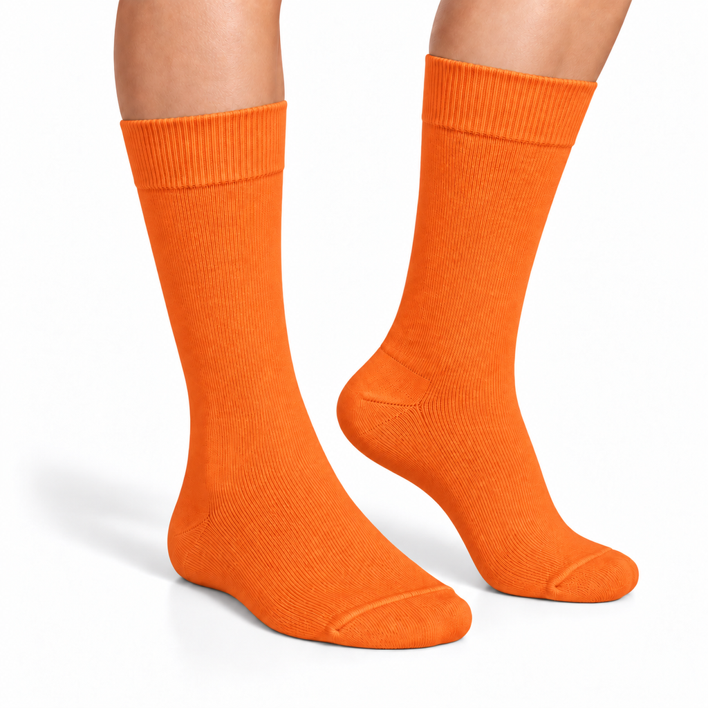 Stretch Fit Calf Length Orange Socks