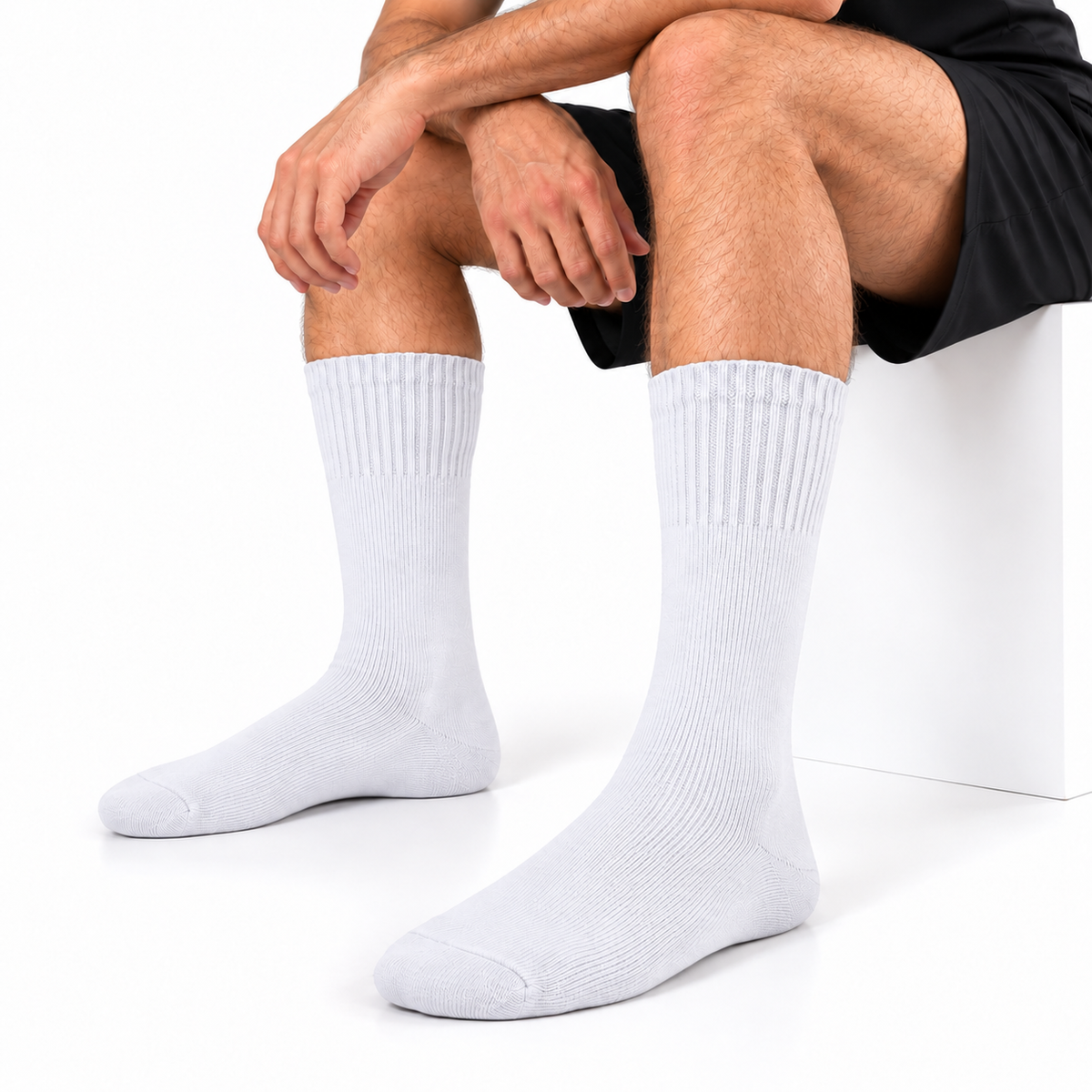 Terry Cotton Calf Length White Socks