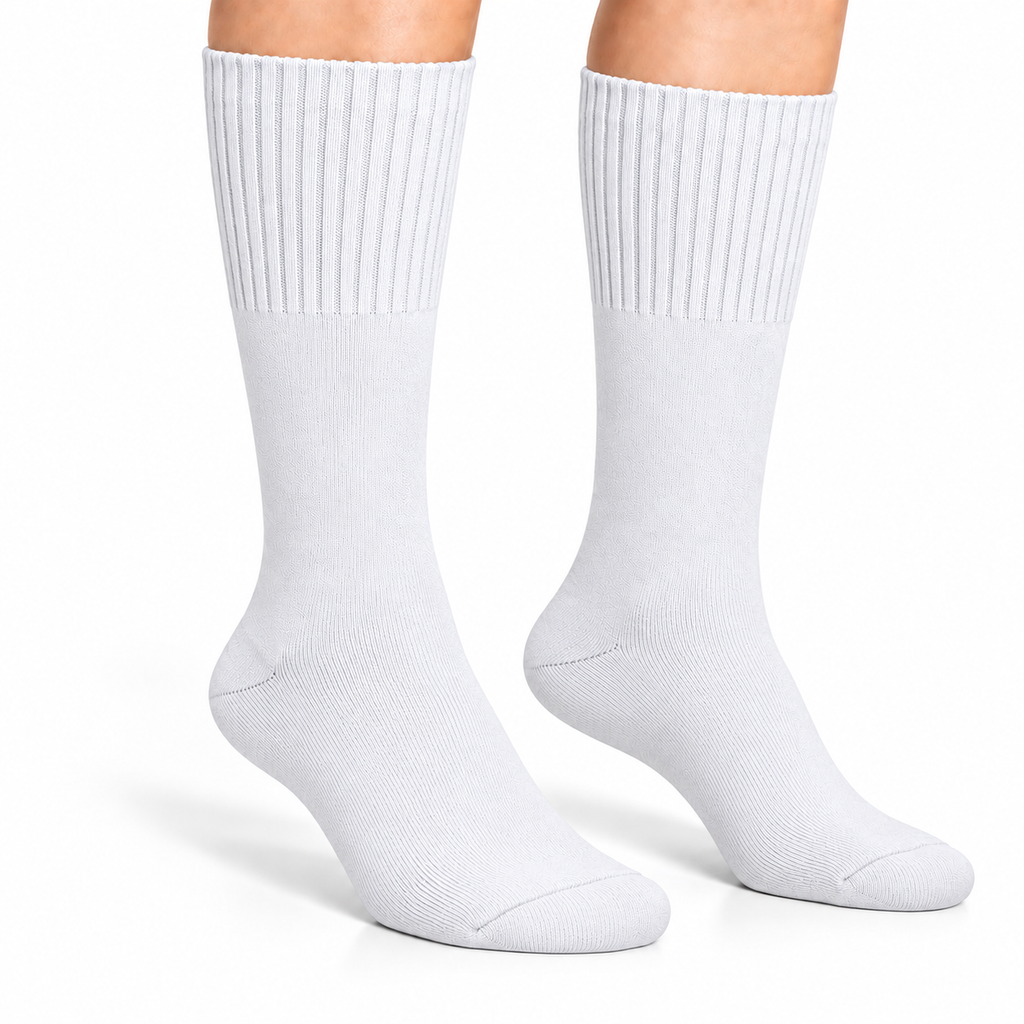 Terry Cotton Calf Length White Socks